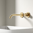 EMKE - EMKE Mitigeur Lavabo Mural Design Séparé 281×140×65 mm, Robinet Or Champagne en Laiton & Inox 304, Cartouche Céramique Longue Durée - vignette