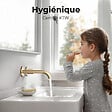EMKE - EMKE Mitigeur Lavabo Mural Design Séparé 281×140×65 mm, Robinet Or Champagne en Laiton & Inox 304, Cartouche Céramique Longue Durée - vignette