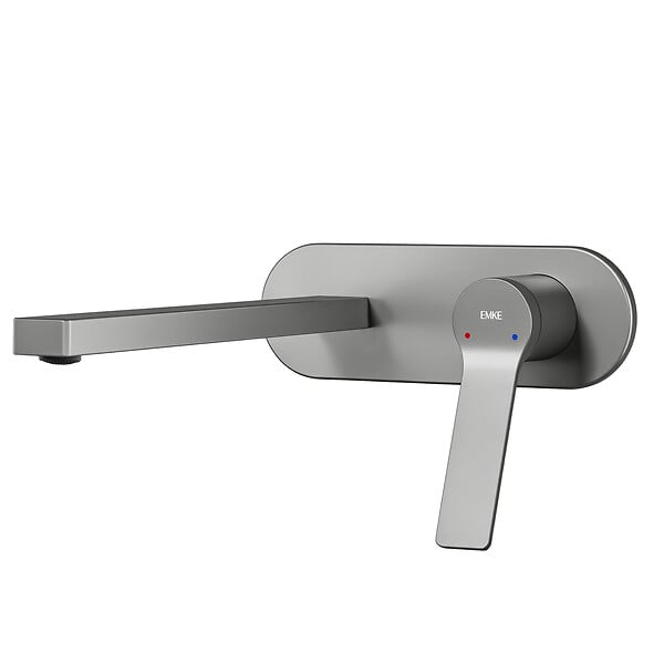 EMKE - EMKE Mitigeur Lavabo Design Séparé, Robinet Mural Anthracite 288×210×70 mm, Corps en Laiton et Inox 304, Cartouche Céramique Haute Durabilité - large