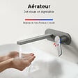 EMKE - EMKE Mitigeur Lavabo Design Séparé, Robinet Mural Anthracite 288×210×70 mm, Corps en Laiton et Inox 304, Cartouche Céramique Haute Durabilité - vignette