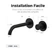 EMKE - EMKE Mitigeur Lavabo Mural Design Séparé 281×140×65 mm, Robinet Noir Mat en Laiton & Inox 304, Cartouche Céramique Longue Durée - vignette