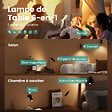 EMKE - EMKE Lampe de table LED magnétique sans fil 5 en 1, Dimmable, Rechargeable, Commande Tactile, 3 modes de couleur, USB-C, Blanc - vignette