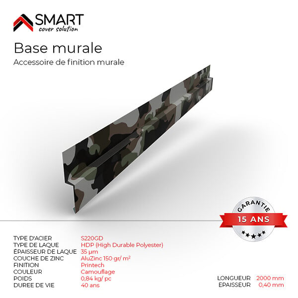 BRAVO THE SMART SOLUTION - Profilé de joint - bac acier - tôle de couverture - Toiture -  H12 Coloris Camouflage Printech L=2m - large