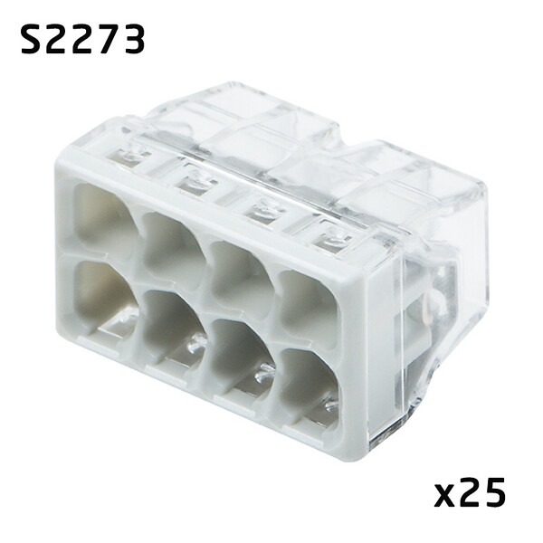 WAGO - Flacon de 25 mini bornes de connexion automatique 8 entrées S2273 - large