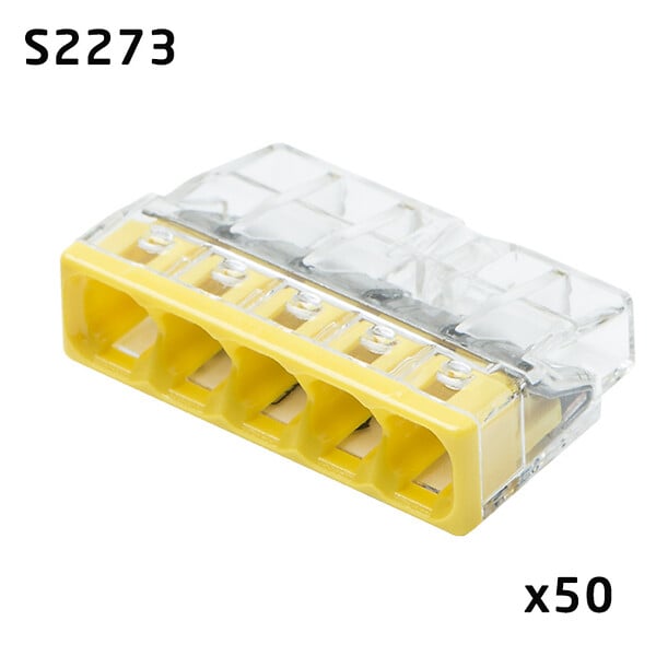WAGO - Flacon de 50 mini bornes de connexion automatique 5 entrées S2273 - large