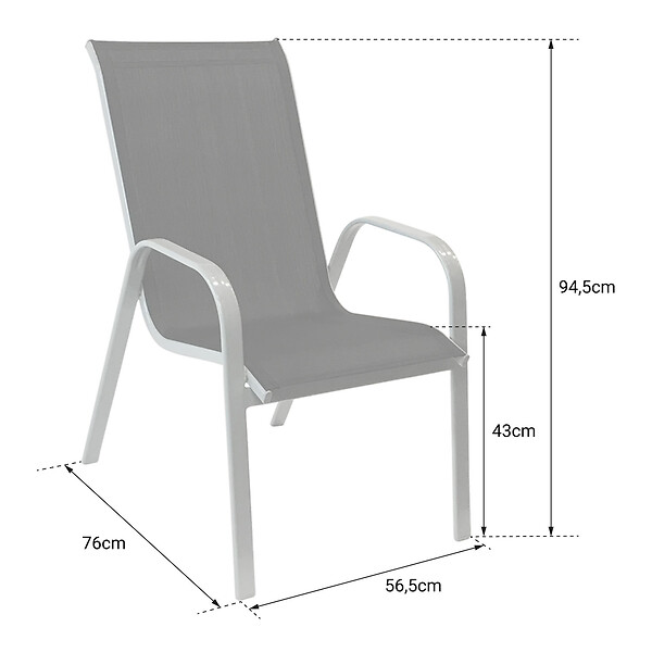 HAPPY GARDEN - Lot de 4 chaises MARBELLA en textilène bleu - aluminium blanc - large