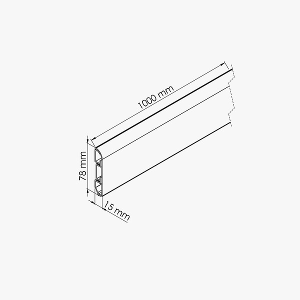 TECNOPROFILS - Plinthe Passe-Câble PVC 80 mm - Frêne blanc - 1 m - large
