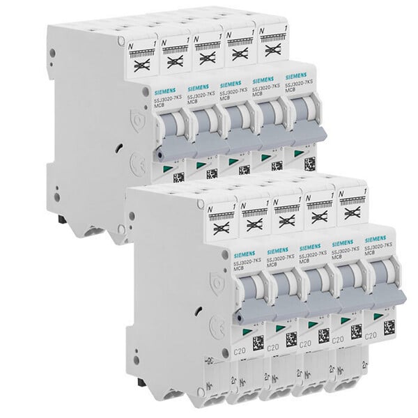 SIEMENS - Lot de 10 disjoncteurs Auto P+N 20A-SIEMENS - large
