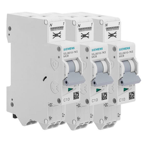 SIEMENS - Lot de 3 disjoncteurs Auto P+N 10A-SIEMENS - large