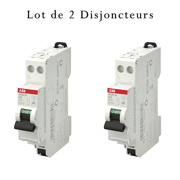 ABB - Lot de 2 disjoncteurs automatiques Ph+N raccordement Rapide 32A-4,5Ka-ABB - large