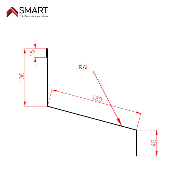 BRAVO THE SMART SOLUTION - Faitière en solin TR45 - bac acier - tôle de couverture - Toiture -  Coloris Gris Anthracite RAL 7016 L=2.10m, épaisseur 0.63mm - large