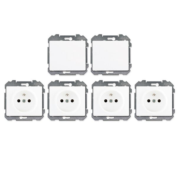 SIEMENS - Lot de 2 Va et Vient Blanc et 4 Prises 2P+T Blanc - large