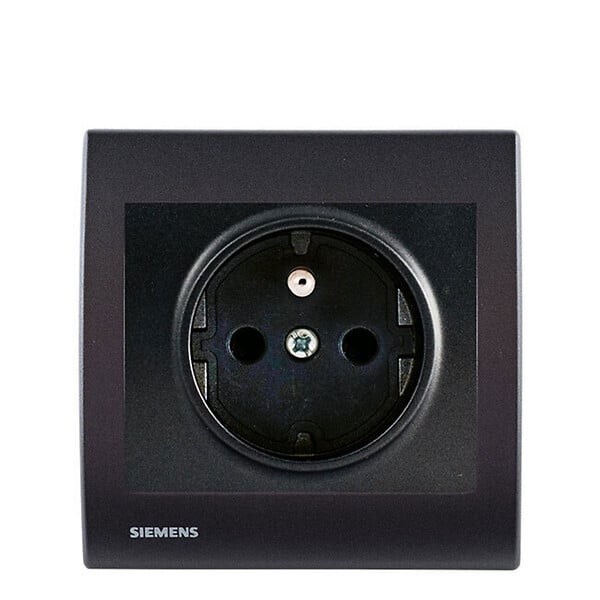 SIEMENS - Prise 2P+T Anthracite Delta Iris + Plaque basic Anthracite - large