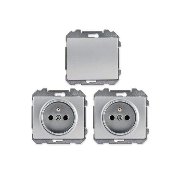 SIEMENS - Lot de 1 Va et Vient Silver et 2 Prises 2P+T Silver - large