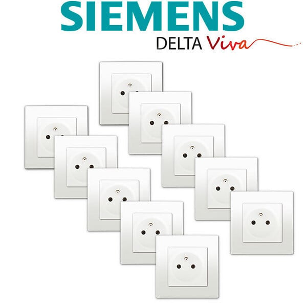 SIEMENS - LOT de 10 Prises 2P+T Blanc Delta Viva + Plaques Blanc - large