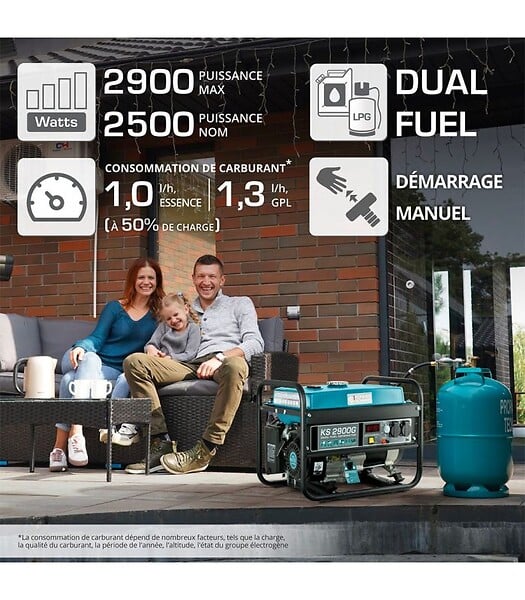 KONNER SOHNEN - Groupe électrogène à essence/gaz Könner & Söhnen KS 2900G - large
