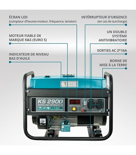 KONNER SOHNEN - Groupe électrogène à essence Könner & Söhnen KS 2900 - large