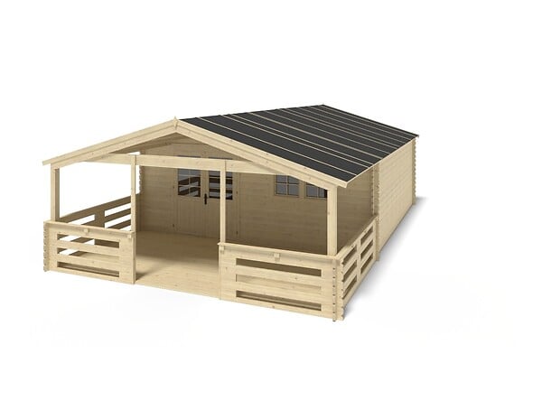 ALTANKA - Terrasse en bois avec balustrade pour abri en bois - 18m2 - 6m x 3m - couleur: naturel - DOM558 - large