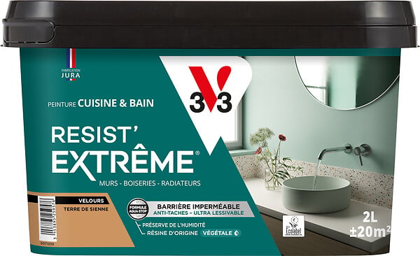 V33 - Cuisine et bain Resist' extrême terre de sienne velours 2L - large
