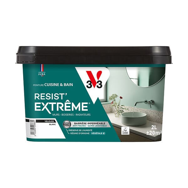 V33 - Cuisine et bain Resist' extrême blanc velours 2L - large