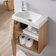 PLANETE BAIN - Pack lave-mains Décor chêne oak - Robinetterie Eau froide à gauche - L.42.5 X H.52.5 cm - Hamac 2 - vignette