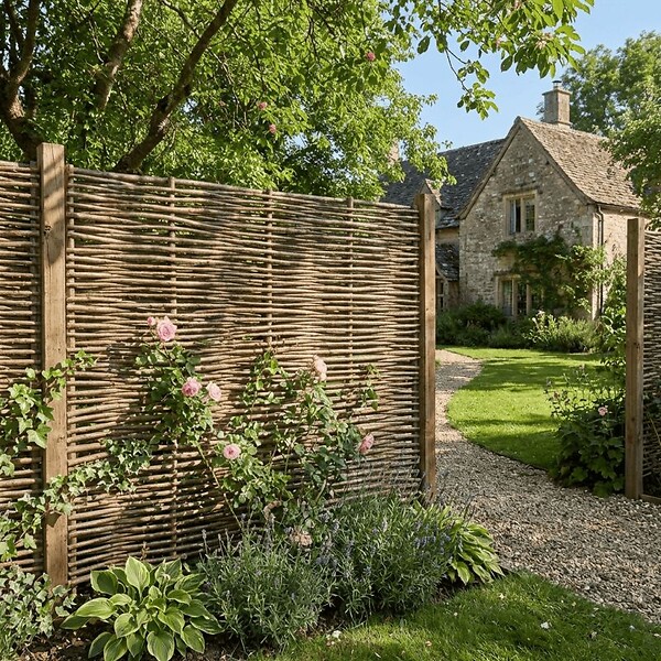 ART GARDEN - Clôture bois en noisetier - 100% Naturel - Sans Poteaux - Hauteur 180 X Largeur 120 cm - large