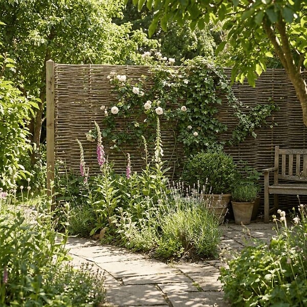 ART GARDEN - Clôture bois en noisetier - 100% Naturel - Sans Poteaux - Hauteur 120 X Largeur 150 cm - large