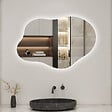 AICA SANITAIRE - AICA Miroir salle de bain asymétrique 100 x 66 cm LED Éclairage réglable en 3 couleurs + anti-buée + fonction mémoire - vignette