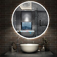 AICA SANITAIRE - AICA Miroir de salle de bain rond 100x100cm LED tricolore anti-buée + mémoire + dimmable - vignette