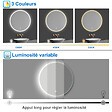 AICA SANITAIRE - AICA Miroir de salle de bain rond 100x100cm LED tricolore anti-buée + mémoire + dimmable - vignette