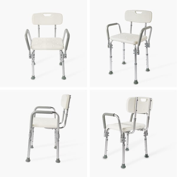 EMKE - EMKE Chaise de Douche Réglable avec Accoudoirs et Dossier - Siège de Bain Antidérapant pour Personnes Âgées, Enfants et Femmes Enceintes, Capacité 135kg - large