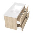 AICA SANITAIRE - AICA Meuble de salle de bain mural 100 cm Chêne - 2 tiroirs + Lavabo Céramique - vignette