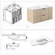 AICA SANITAIRE - AICA Meuble de salle de bain mural 100 cm Chêne - 2 tiroirs + Lavabo Céramique - vignette