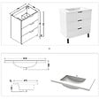 AICA SANITAIRE - AICA Meuble de salle de bain mural avec pieds Blanc 80 cm - 3 tiroirs, lavabo inclus - vignette