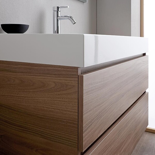 KIAMAMI VALENTINA - Meuble De Salle De Bain 90 Cm Chêne Naturel Avec Lavabo Blanc | Valentina - large
