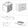 AICA SANITAIRE - AICA Meuble de salle de bain mural Blanc 80 cm - 2 tiroirs, lavabo inclus - vignette