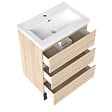 AICA SANITAIRE - Meuble de salle de bain suspendu 60 cm, 3 tiroirs, MDF chêne, avec vasque – pieds inclus - vignette