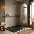 CERAMIA - Ceramia Essential 140x80 cm receveur de douche rectangulaire à poser SMC avec surface effet pierre, noir (CERAES14080B) - vignette