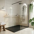 CERAMIA - Ceramia PixL 120x90 cm receveur de douche rectangulaire à poser en résine composite, surface effet pierre, noir (CERAPX12090B) - vignette