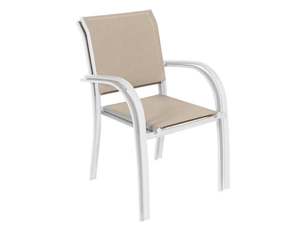 HESPERIDE - Lot de 4 fauteuils de jardin en texaline Piazza Lin/Blanc - Hespéride - large