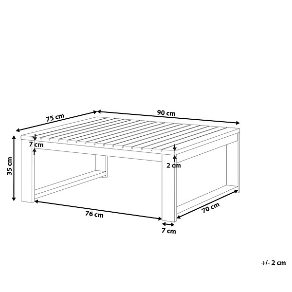 BELIANI - Table basse de jardin TIMOR 90 cm 75 cm Acacia Rouge foncé - large