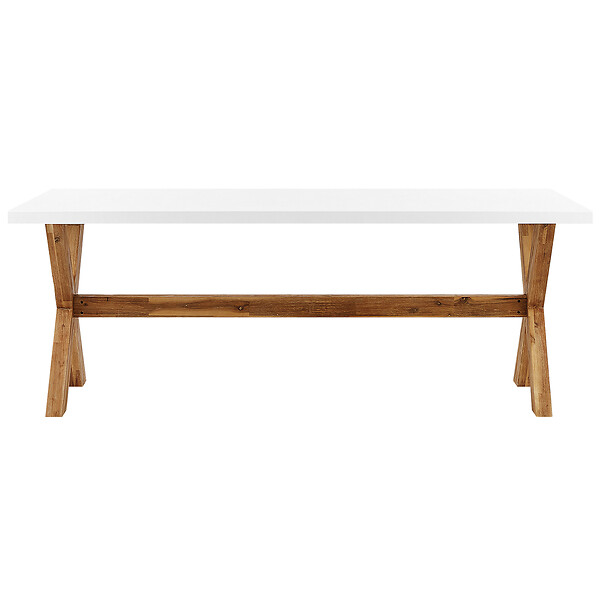 BELIANI - Table de salle à manger de jardin OLBIA 200 cm 100 cm Béton Blanc - large