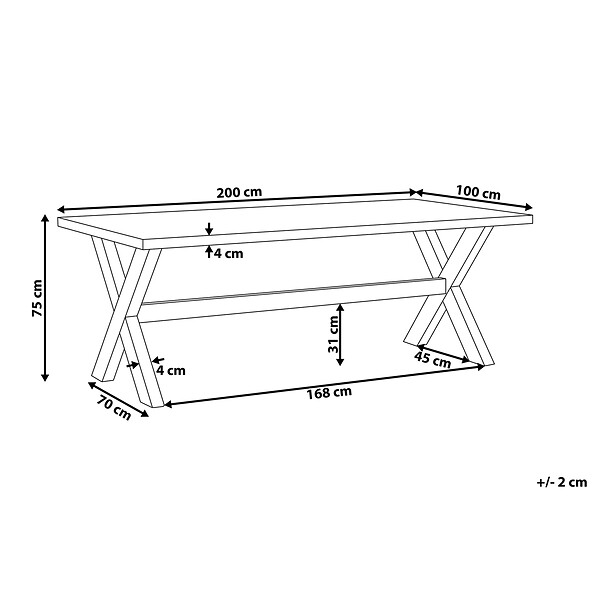 BELIANI - Table de salle à manger de jardin OLBIA 200 cm 100 cm Béton Gris - large