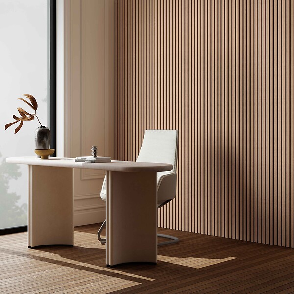 AICA SANITAIRE - Lot de 2 Panneaux Muraux Décoratifs Acoustiques Bois MDF 240x60cm Chêne foncé  AntiBruit, Facile à Poser - large