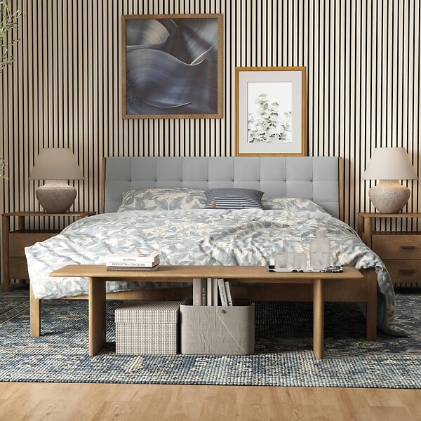 AICA SANITAIRE - Lot de 3 Panneaux Muraux Décoratifs Acoustiques Bois MDF 240x60cm Chêne clair AntiBruit, Facile à Poser - large