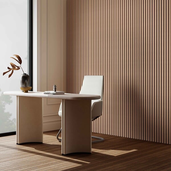 AICA SANITAIRE - Lot de 3 Panneaux Muraux Décoratifs Acoustiques Bois MDF 240x60cm Chêne foncé  AntiBruit, Facile à Poser - large