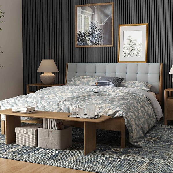 AICA SANITAIRE - Lot de 3 Panneaux Muraux Décoratifs Acoustiques Bois MDF 240x60cm Chêne noir  AntiBruit, Facile à Poser - large