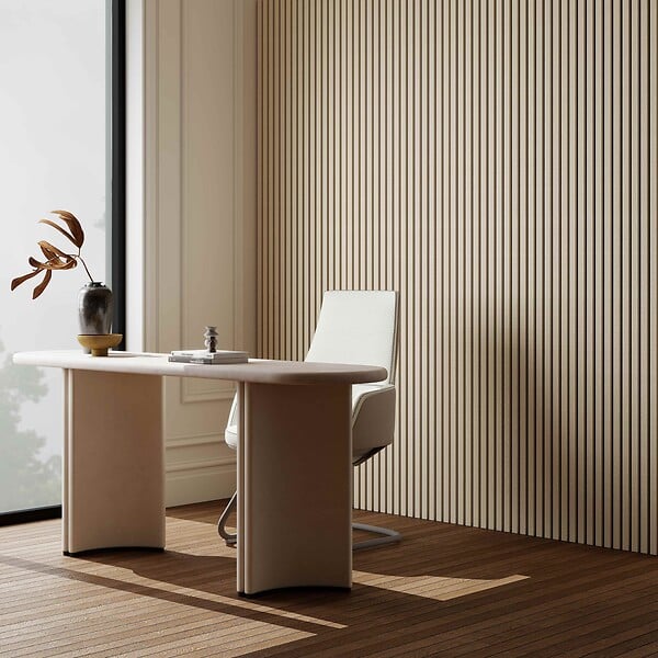AICA SANITAIRE - Lot de 3 Panneaux Muraux Décoratifs Acoustiques Bois MDF 260x30cm Chêne noi  AntiBruit, Facile à Poser - large