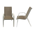 HAPPY GARDEN - Lot de 8 chaises MARBELLA en textilène taupe - aluminium blanc - vignette