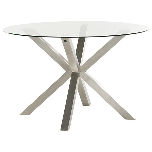 BELIANI - Table de salle à manger de jardin MALETTO 120 cm 120 cm Verre Argenté - large